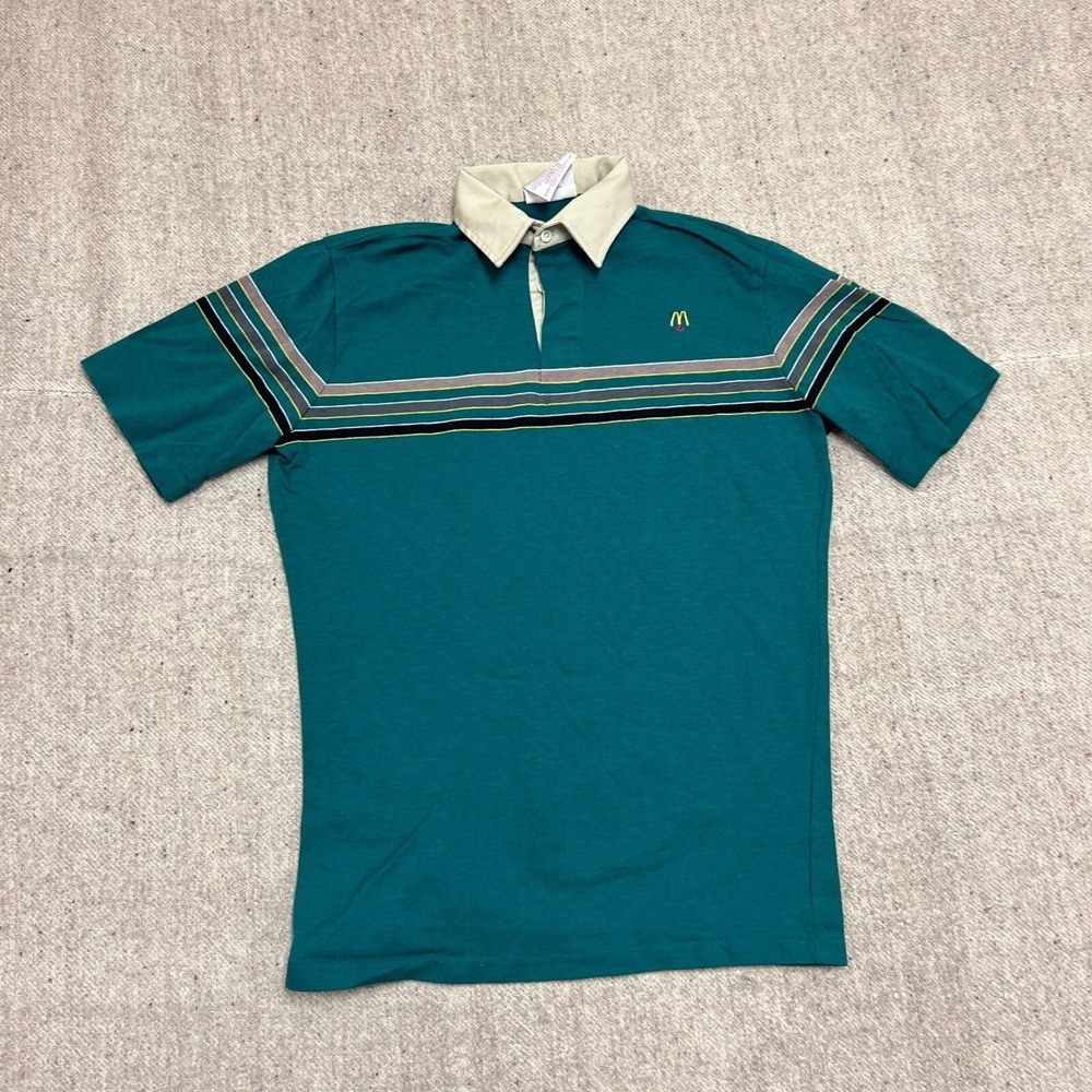 Vintage McDonald's Polo Shirt Mens Small Green 1980s Uniform